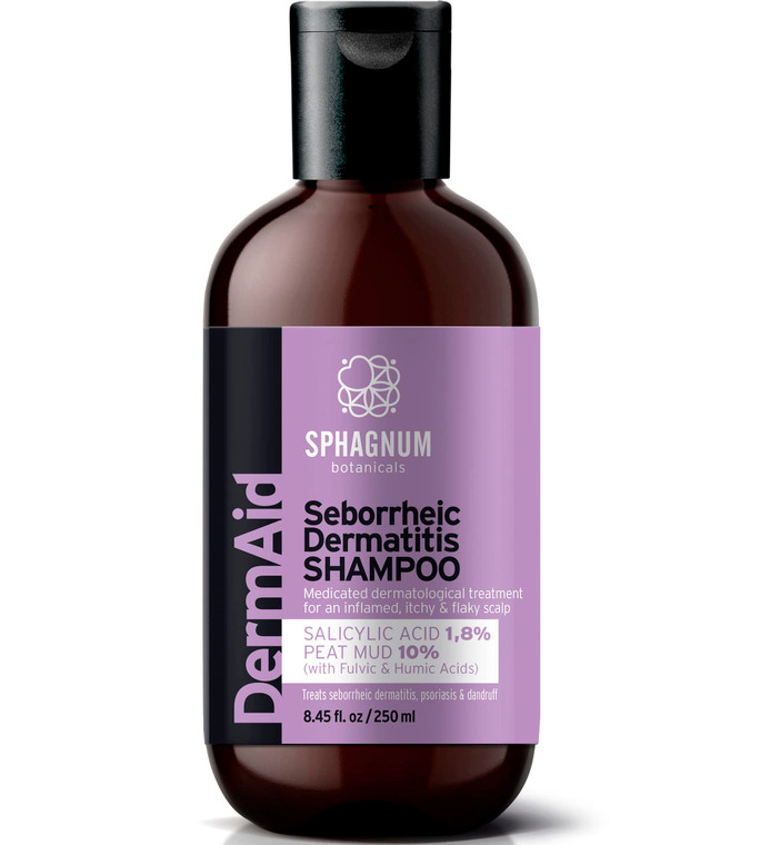 Sphagnum Botanicals Seborrheic Dermatitis Shampoo - Salicylic Acid with Natural Peat Mud for Treatment of Dry, Itchy, Flaky Scalp. Helps Also With Da