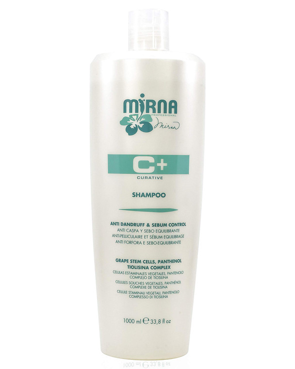 Mirna Professional Anti Dandruff and Grease Control Shampoo. Made with Grape Stem Cells, Tiosilina Complex and Wheat Hydrolyzed Proteins for daily us