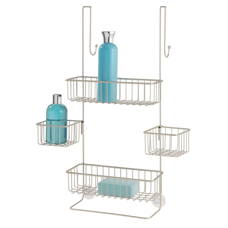 iDesign The Metalo Collection Over-The-Door Hanging Shower Caddy Organizer, 22.7" x 10.5" x 8.2", Satin