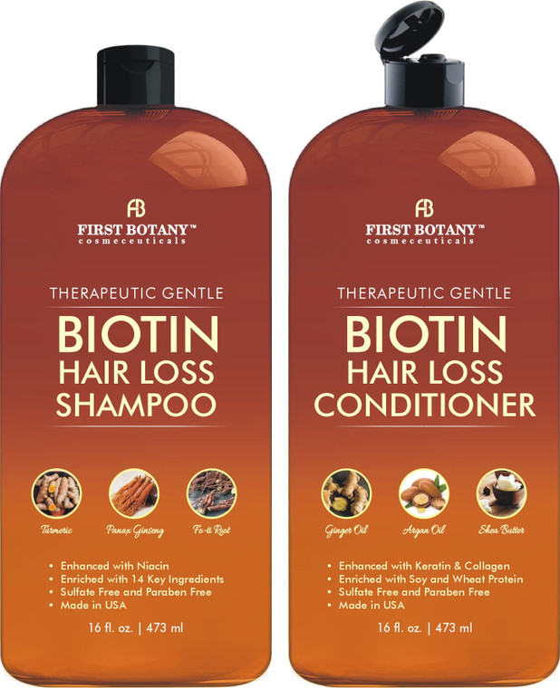 First Botany, Hair Growth Shampoo Conditioner Set - An Anti Hair Loss Biotin Shampoo & Conditioner with DHT blockers to fight Hair Loss For Men & Wom