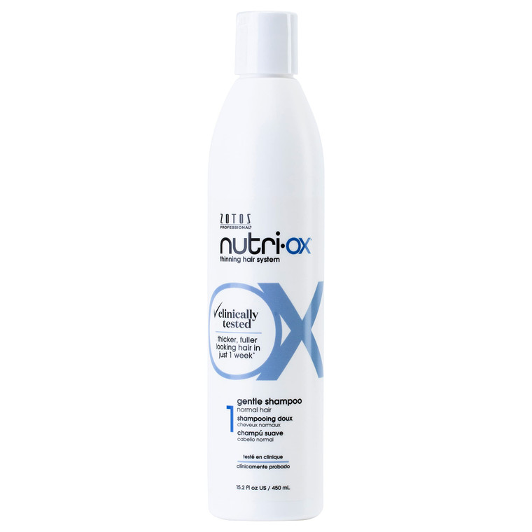 NUTRI-OX Gentle Shampoo Normal for Thinning Hair | Thicker, Fuller-Looking Hair | Clinically & Dermatologically Tested | Peppermint | Color-Safe | 15