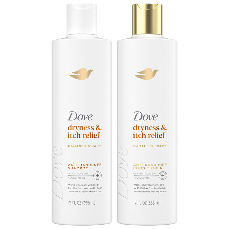 Dove Shampoo and Conditioner Set - DermaCare Scalp Dryness & Itch Relief, Pyrithione Zinc Shampoo and Conditioner, Anti-Dandruff, Anti-Frizz, Smoothi