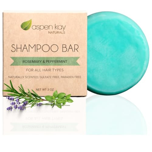 Solid Shampoo Bar, Made With Natural & Organic Ingredients, Sulfate-Free, Cruelty-Free & Vegan 3 Ounce Bar (Rosemary & Peppermint)
