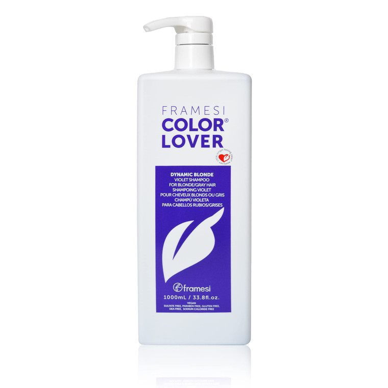 FRAMESI Color Lover Dynamic Blonde Violet Shampoo, 33.8 fl oz, Sulfate Free Shampoo, Color Treated Hair, 33.8 fl. oz.