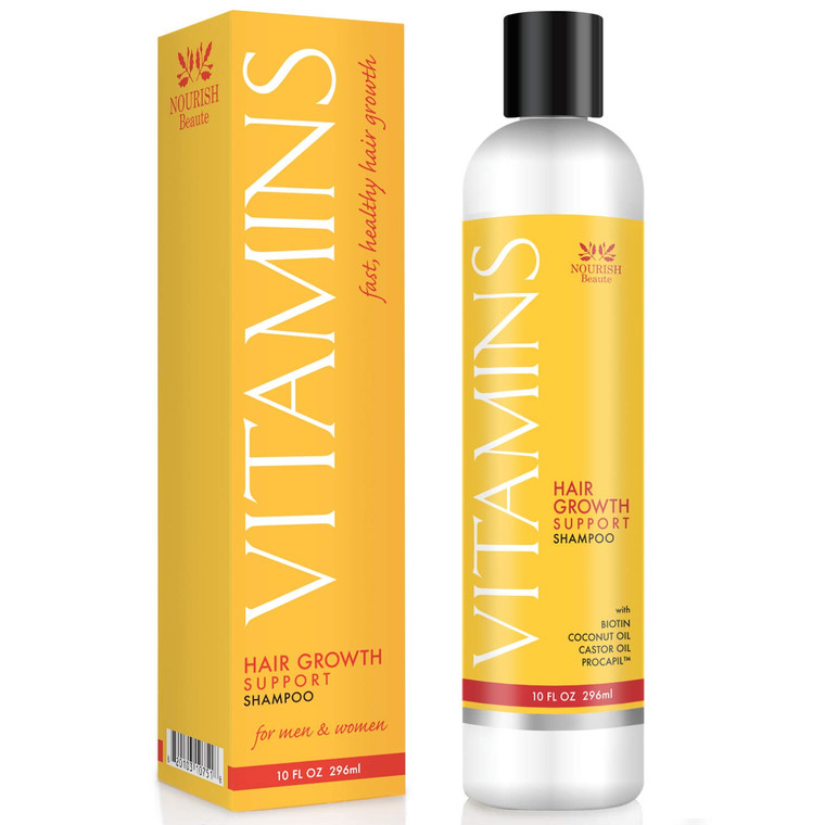 Nourish Beaute Vitamins Shampoo for Hair Loss that Promotes Hair Regrowth, Volume and Thickening with Biotin, DHT Blockers, Antioxidants, Oils and Ex