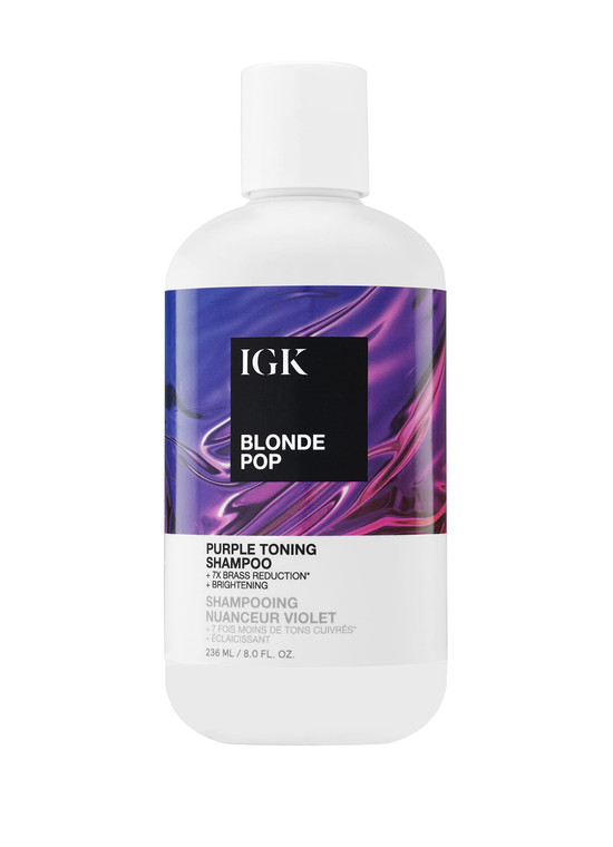 IGK BLONDE POP Purple Toning Shampoo | Brighten + Neutralize Brass | Vegan + Cruelty Free | 8 Oz