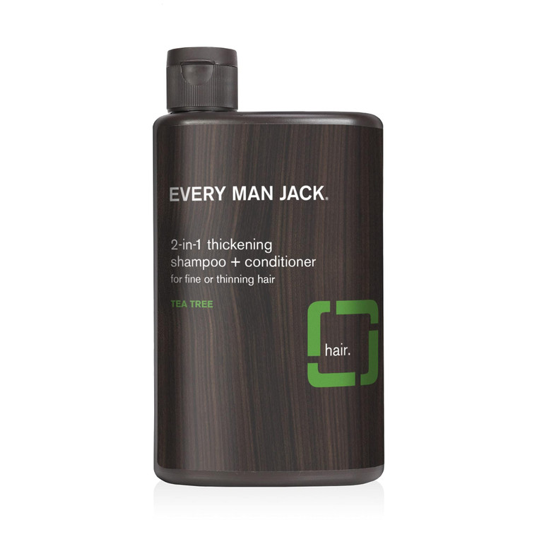 Every Man Jack Tea Tree Mens Thickening 2-in-1 Shampoo + Conditioner - Restore Thickness, Cleanse, and Condition - Made with Naturally Derived Ingred