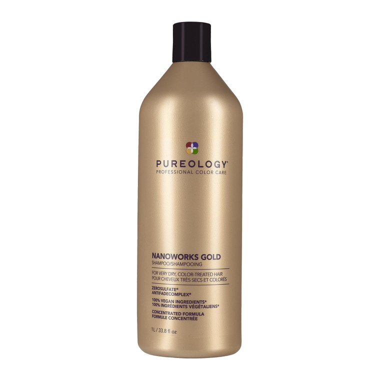 Pureology Nanoworks Gold Shampoo | For Very Dry, Color-Treated Hair | Renews Softness & Shine | Sulfate-Free | Vegan
