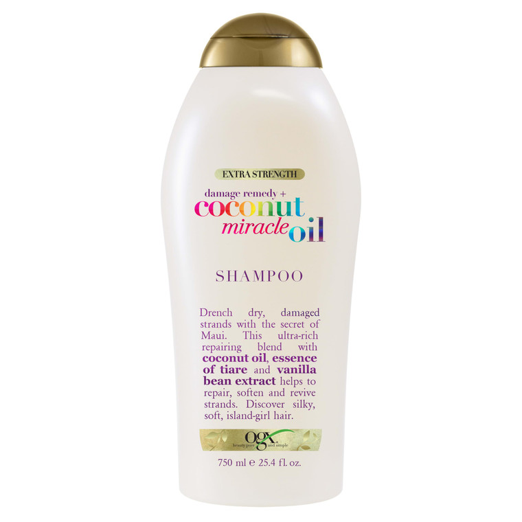 OGX Extra Strength Damage Remedy + Coconut Miracle Oil Shampoo for Dry, Frizzy or Coarse Hair, Hydrating & Flyaway Taming Shampoo, Paraben-Free, Sulf