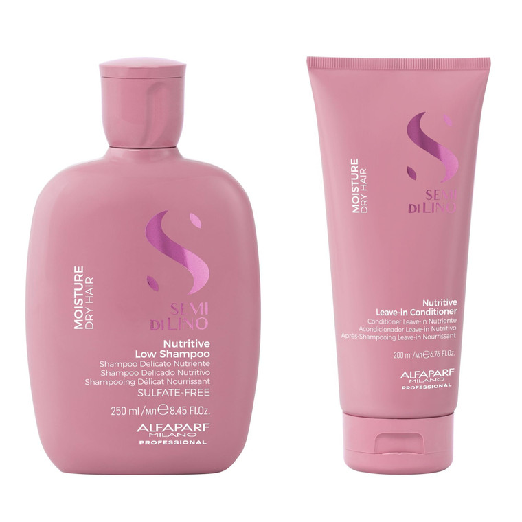 ALFAPARF MILANO Semi di Lino Moisture Nutritive Shampoo and Conditioner Set for Dry Hair - Sulfate Free Moisturizing Shampoo and Conditioner - Safe o