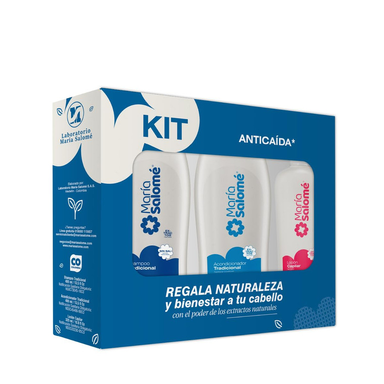 Maria Salome Hair Loss Prevention kit of Shampoo 13.5 fl.oz. - Conditioner 13.5fl.oz. - Lotion 11.8 fl.oz. Natural Products for Thinning Hair