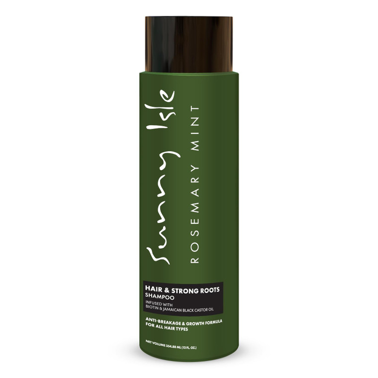 Sunny Isle Rosemary Mint Hair & Strong Roots Shampoo 12oz | Anti-Breakage & Growth Formula | Infused with Biotin & Jamaican Black Castor Oil | All Ha
