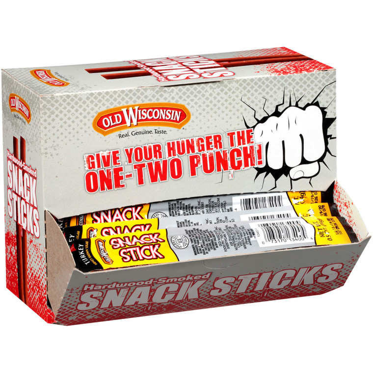 Old Wisconsin Honey Turkey Sausage Snack Sticks, Naturally Smoked, Ready to Eat, High Protein, Low Carb, Keto, Gluten Free, Counter Box, Pack of 42 I