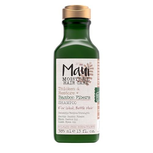 Maui Moisture Thicken & Restore + Bamboo Fibers Strengthening Shampoo to Soften Transitioning or Natural Hair & Renew Brittle Hair, Vegan, Silicone &