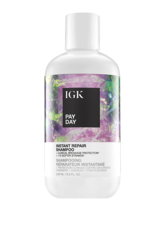 IGK PAY DAY Instant Repair Shampoo | Bond-Building + Damage Repair | Vegan + Cruelty Free | 8 Oz