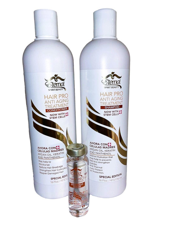 Eternal Hair Pro Anti Aging Treatment Shampoo and Conditioner Stem Cells Serum