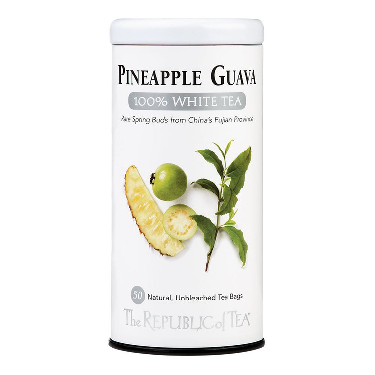The Republic of Tea  Pineapple Guava 100% White Tea Bags, Steeps 50 Low-Caffeinated Cups