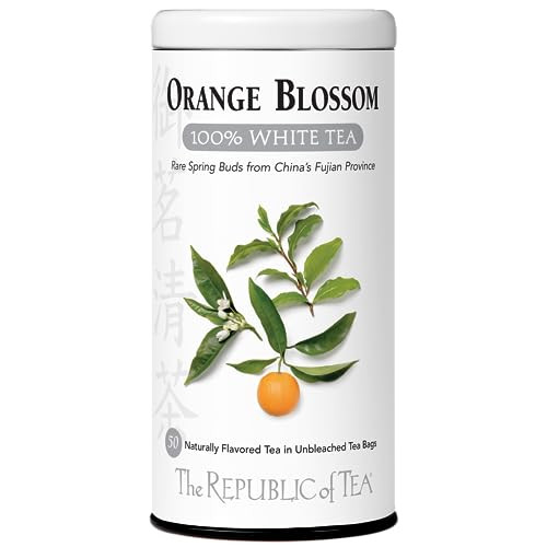 The Republic of Tea  Orange Blossom 100% White Tea Bags, Steeps 50 Low-Caffeinated Cups