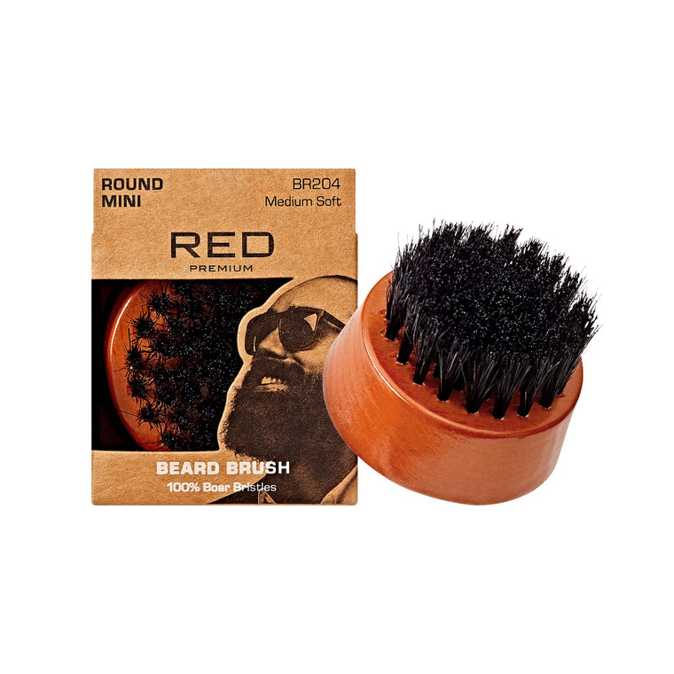 Red by Kiss Beard Brush with 100% Natural Boar Bristles for Men, Premium Wooden Brush, Beards Mustaches Grooming Shaving Comb, Tame and Soften Facial