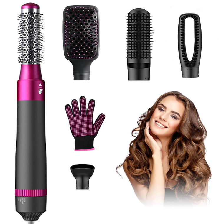 Blow Dryer Brush, Alledge 5 in 1 Hair Thermal Brush and Styler Set for Easy Salon-Style Blowouts with Detachable Negative Ionic Brush Head and Comb f