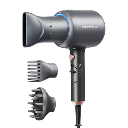 Wavytalk Blow Dryer, Blown Away Ionic Hair Dryer for Curly Hair with Diffuser, 1875W Fast Drying Blow Dryer with Ceramic Technology, 3 Attachments fo