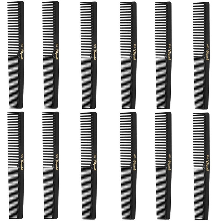 Krest Cleopatra 420 7" Flat Square Back Barber Hair Comb (12 Pack)