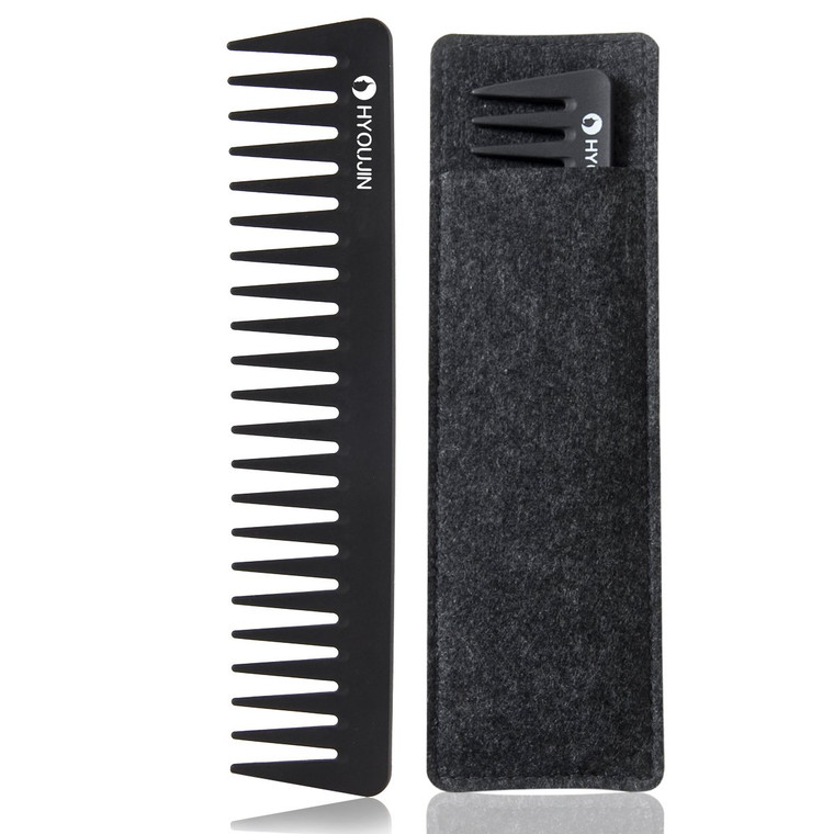 HYOUJIN 601 Black Carbon Wide Tooth Comb Detangling Comb Detangler Hair Comb for Long Wet hair Hair Straighten Curly Hair 230? Heat Resistan