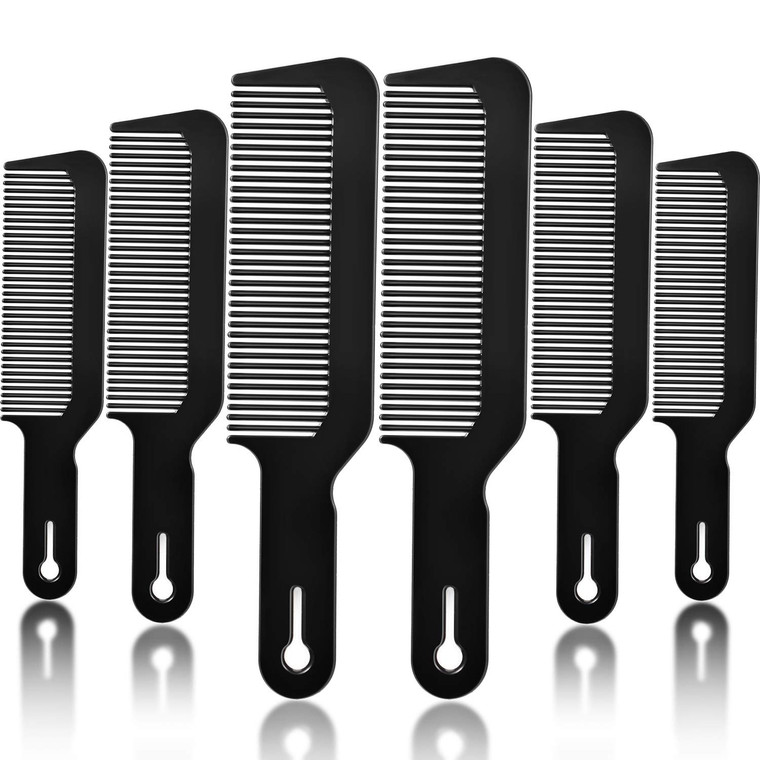 6 Pack Heat Resistant Hair Cutting Combs, 9 Inch Flat Top Combs for Clipper Cuts and Flattops (Black)