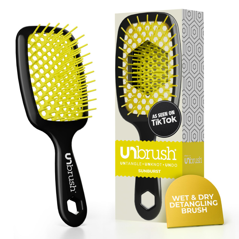 FHI Heat UNbrush Detangling Brush for Pain-Free Brushing on All Wet or Dry Hair Types  Durable DuoFlex Anti-Static Bristles, Lightweight Handle, Ven