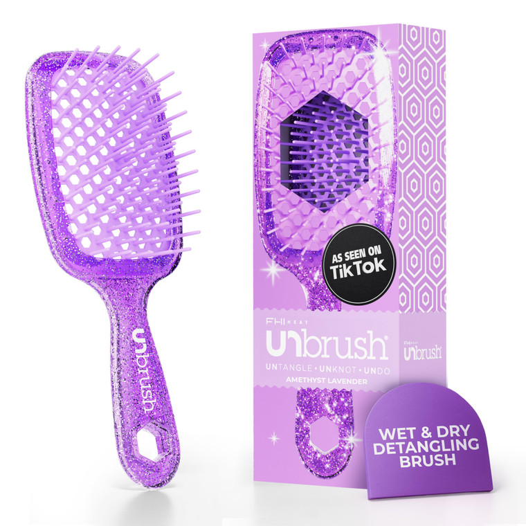 FHI Heat UNbrush Detangling Brush for Pain-Free Brushing on All Wet or Dry Hair Types  Durable DuoFlex Anti-Static Bristles, Lightweight Handle, Ven