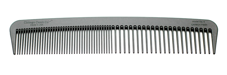 Chicago Comb Model 6 Carbon Fiber, 7 inches (17.8 cm) long, anti-static, graphite black, made in USA