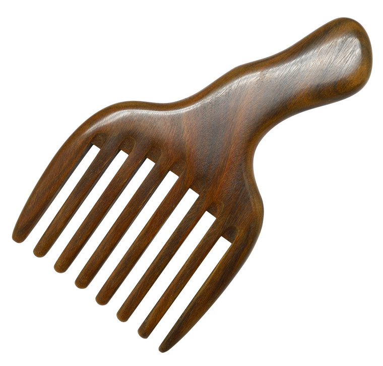 Meta-C Hair/Beard Pick/Comb  Made Of One Whole Piece Of Natural Green Sandal Wood With Fantastic Handle (Wide Tooth)
