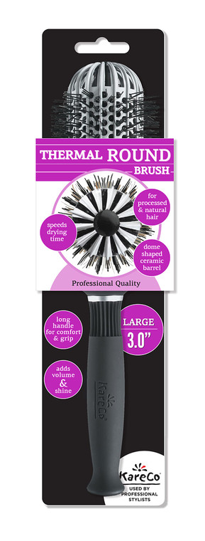 KareCo Large 3.0? Ionic Thermal Round Brush  Ceramic Dome Barrel for Fast Blow?Drying, Frizz?Free Volume, Moisture Restoration  For Medium & Long H