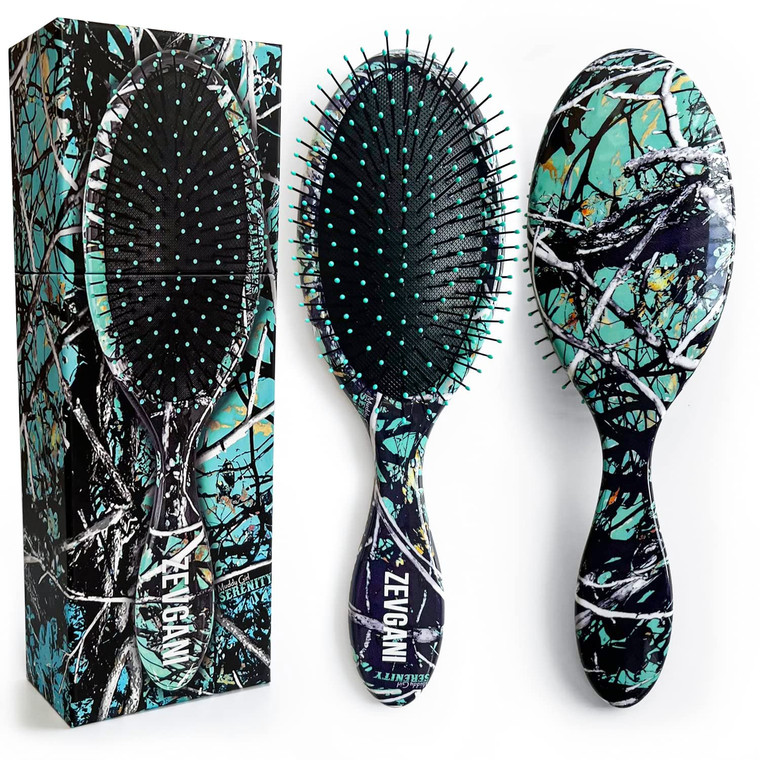 ZEVGANI Detangling Brush for Thick Curly Thin Long Short Wet or Dry Hair, Hairbrush for Women & Kids, Adds Shine Smooth Hair Comb Ultra-Soft Bristles