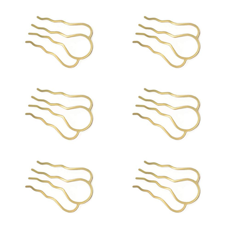 6 Pieces 4 Teeth Hair Combs Pins Brass Hair Fork Clips Hair Bun Plug Holder Hairside Comb Clip for Women, Small 46 x 26mm, Golden
