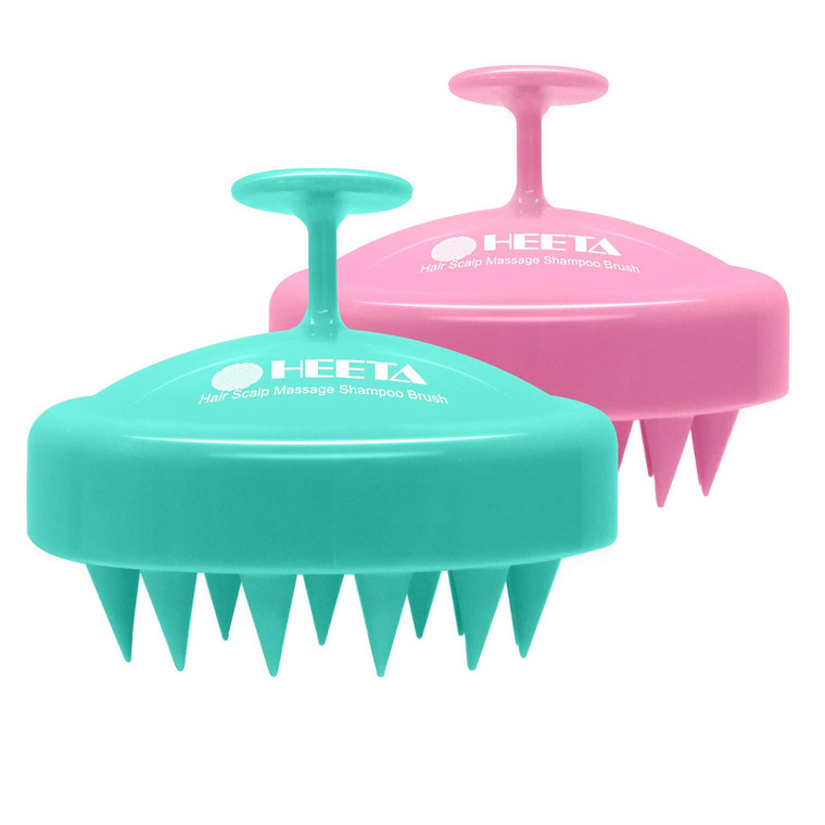 HEETA Scalp Massager Hair Growth 2-Pack, Soft Silicone Scalp Scrubber Shampoo Brush for Exfoliation Dandruff Removal Head Massage Stress Relax, Wet &