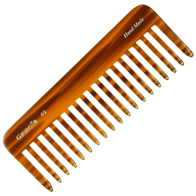 Giorgio G49 Large 5.75 Inch Detangling Comb, Wide Teeth for Thick Curly Wavy Hair. Long Hair Detangler Comb For Wet and Dry. Handmade of Quality Cell