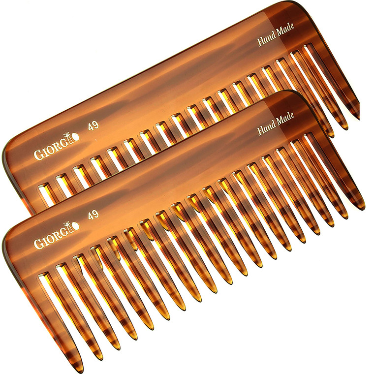 Giorgio G49 Large Hair Detangling Comb, Wide Teeth for Thick Curly Wavy Hair. Long Hairs Detangler Comb For Wet and Dry. Handmade of Quality Cellulos