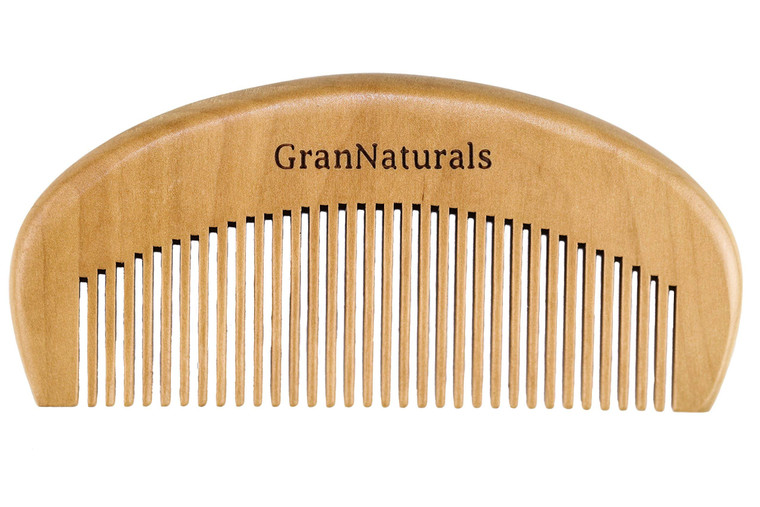 GranNaturals Wooden Comb for Detangling & Styling Wet or Dry Hair - Small Pocket Sized Fine Tooth Natural Wood for Curly, Thin, Thick, Wavy, or Strai
