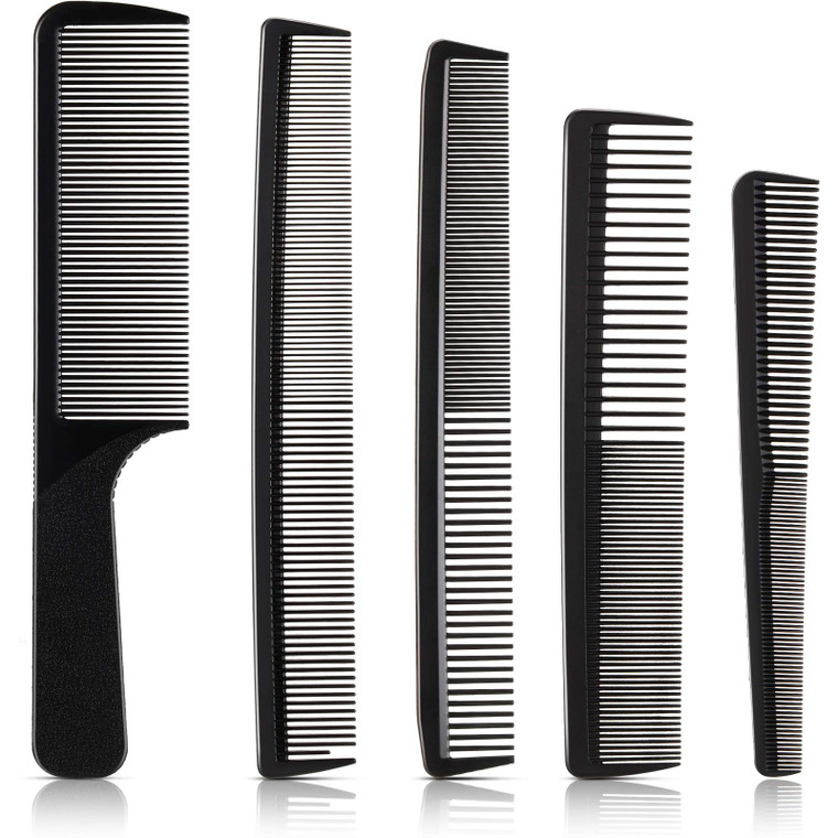 5 Pieces Hair Cutting Comb Barber Hair Styling Combs Fine Teeth Carbon Hairbrush Set Anti Static Heat Resistant Hairdressing Tapered Hairbrush for Me