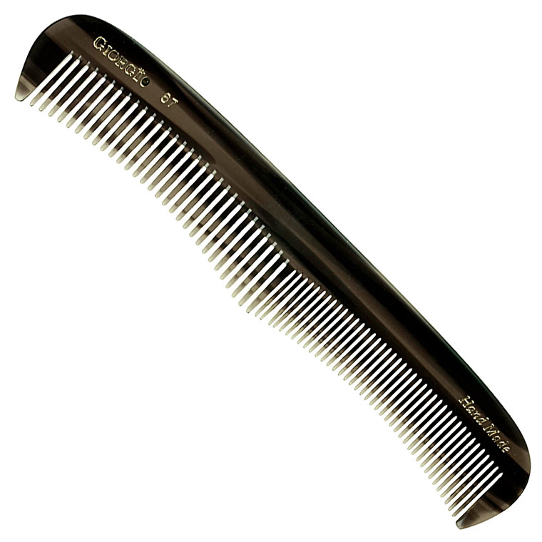 Giorgio G67 Contour Comb - Fine Tooth & Wide Tooth Comb for Thick & Thin Hair - Men, Women & Kids - Saw Cut, Handmade & Hand Polished (7")