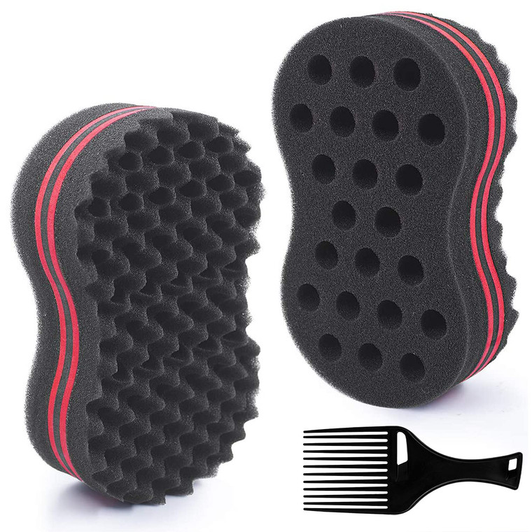FIABC Big Holes & Big Size Barber Hair Brush Sponge Dreads Locking Twist Afro Curl Coil Wave Hair Care Tool(1 Pack)