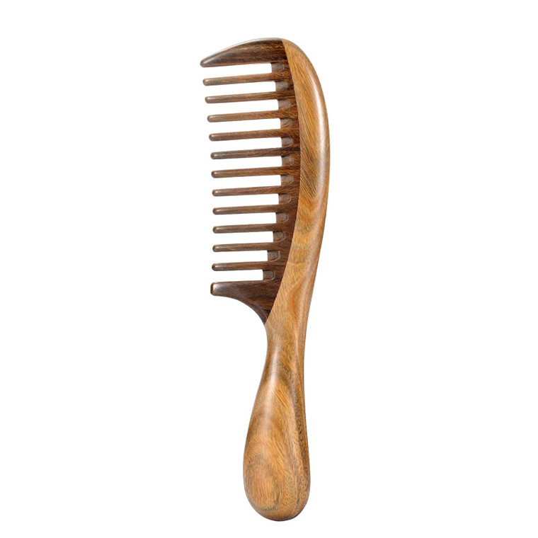 Louise Maelys Hair Comb Wooden Wide Tooth Combs for Curly Hair Detangling Sandalwood