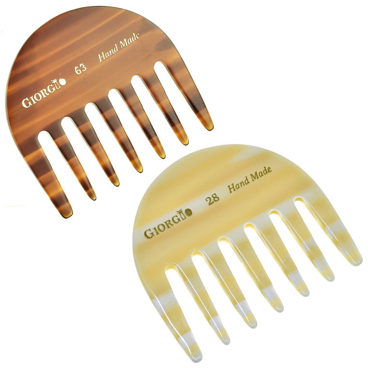 Giorgio G28 & G63 Small Travel Purse Detangling Comb, Wide Teeth Pocket Comb for Thick Curly Wavy Hair. Detangler Combs for Wet or Dry Hairs. Handmad
