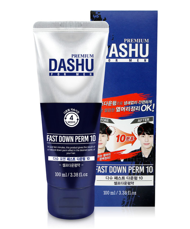 DASHU For Men Fast Down Perm, DIY Side Hair Relaxer & Straightener, Tames Spiky Hair in 10 Minutes, Semi-Permanent Results (34 Weeks), Banana Scent,