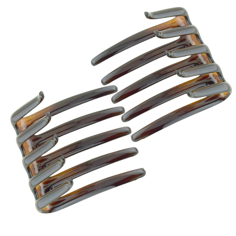 Parcelona French Crab Interlocking Medium 2 1/4" Celluloid No Slip Ponytail Updo Clips Flexible Sturdy Hold Hair Clips Side Comb for Women and Girls