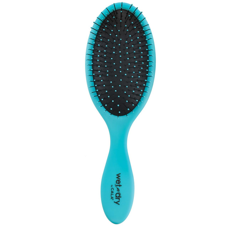 CALA Wet-N-Dry Hair Detangler Brush, Turquoise, Soft Flexible Bristles for Wet or Dry Hair, Helps Reduce Snagging & Breakage, Smooths Frizz, Adds Shi