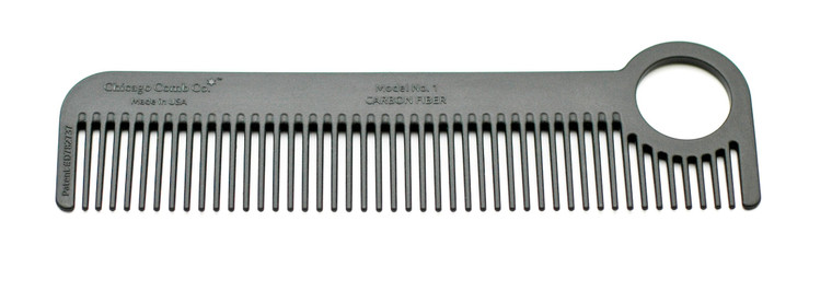 Chicago Comb Model 1 Carbon Fiber, Made in USA, smooth, strong, and light, anti-static, heat-resistant, 5.5 inches (14 cm) long, ultimate daily use,
