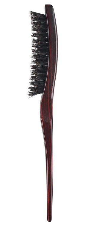 PERFEHAIR 100% Pure Boar Bristle Teasing Hair Brush with Wooden Handle, 3 Row Slim Backcombing Brush, 8.8 inch