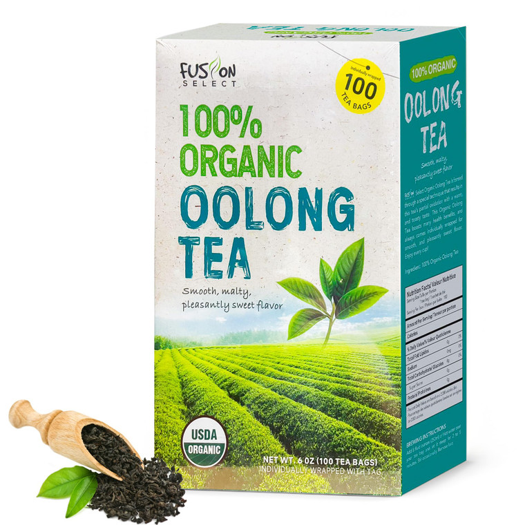 Fusion Select Organic Oolong Tea Bags - Smooth, Mildly Sweet Flavor  Healthy, Relaxing, Fresh Herbal Drink - Instant, Just Steep In Hot Water - 100